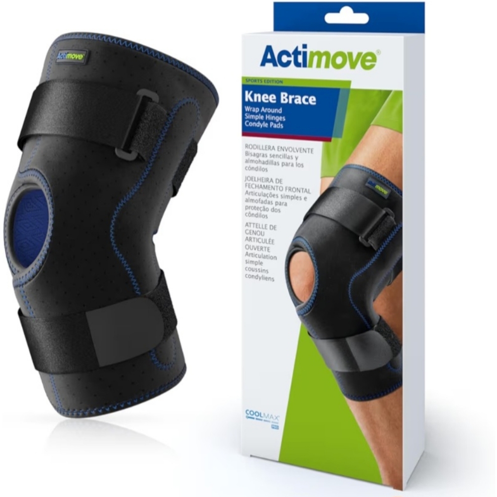 NWT Actimove Knee Brace Wrap Around, Simple Hinges, Condyle Pads 3XL Black